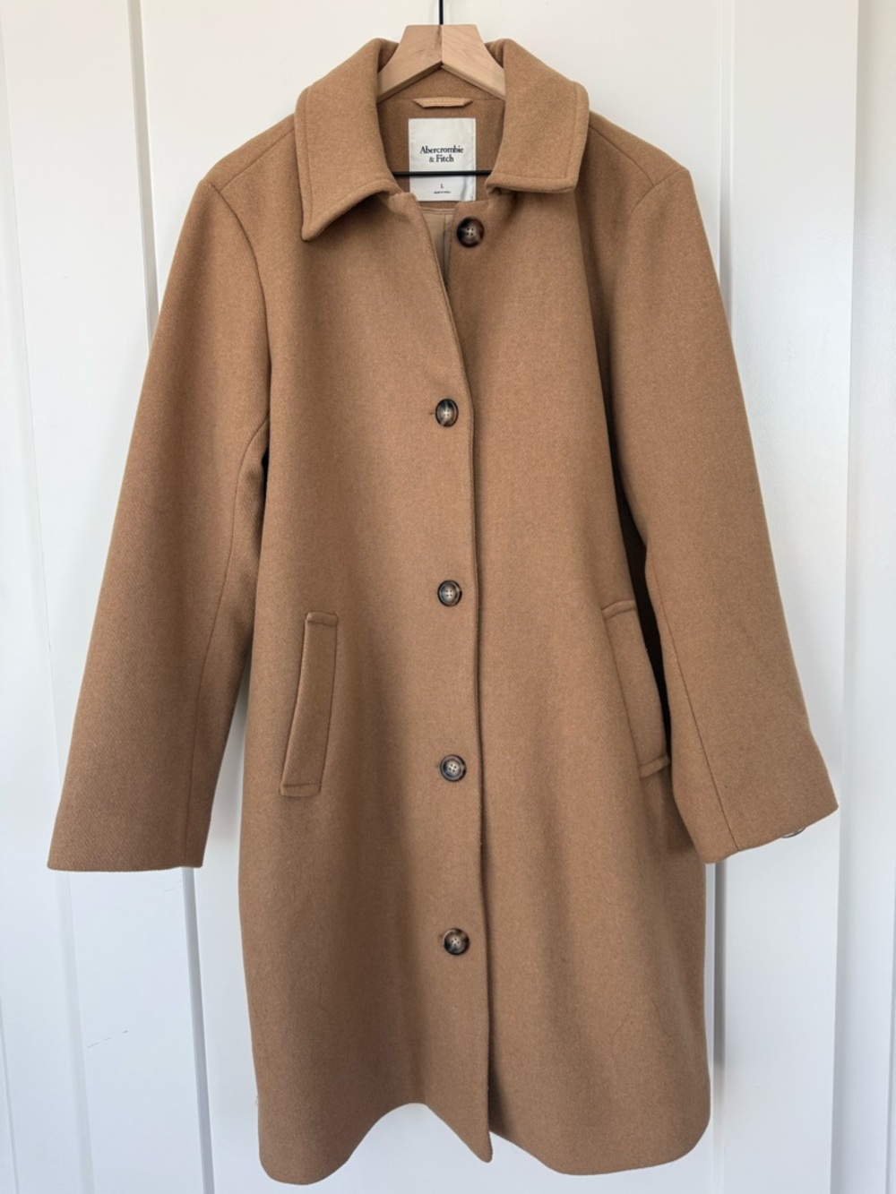 Abercrombie & Fitch Classic Camel Wool Blend Coat